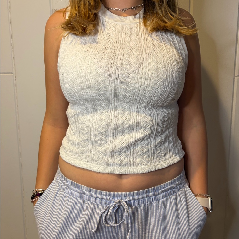 White Sleeveless Knit Top
